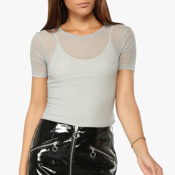 Forever 21 Light Gray Mesh Sheer Bodysuit - Picture 4 of 6